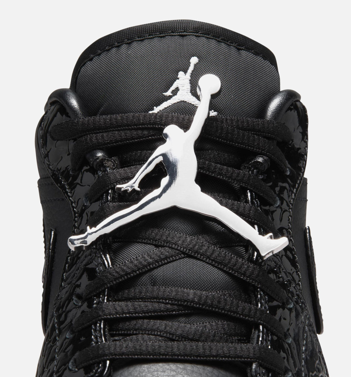 Air Jordan 1 Low Patent Elephant Womens Lifestyle Shoe | Black/White/Metallic Silver