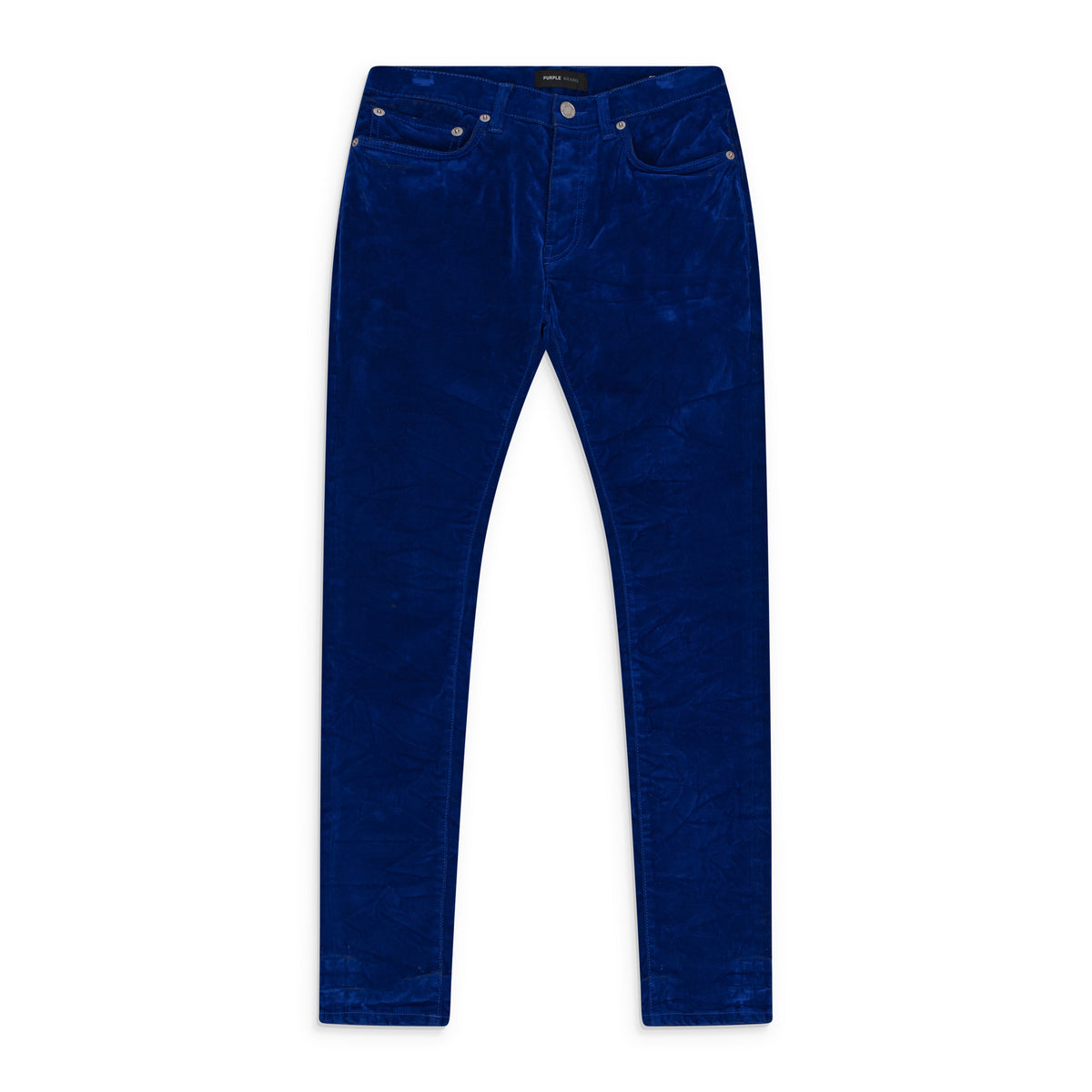 Blue Velours Flocked Skinny Jeans