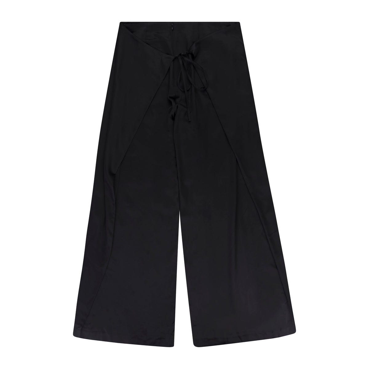 WRAP TIE BLACK STRAIGHT PANTS