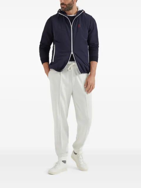 Brunello Cucinelli bonded nylon hooded vest with Thermore® padding and logo