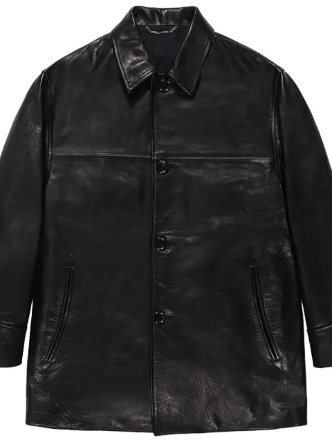 WACKO MARIA button-fastening leather jacket