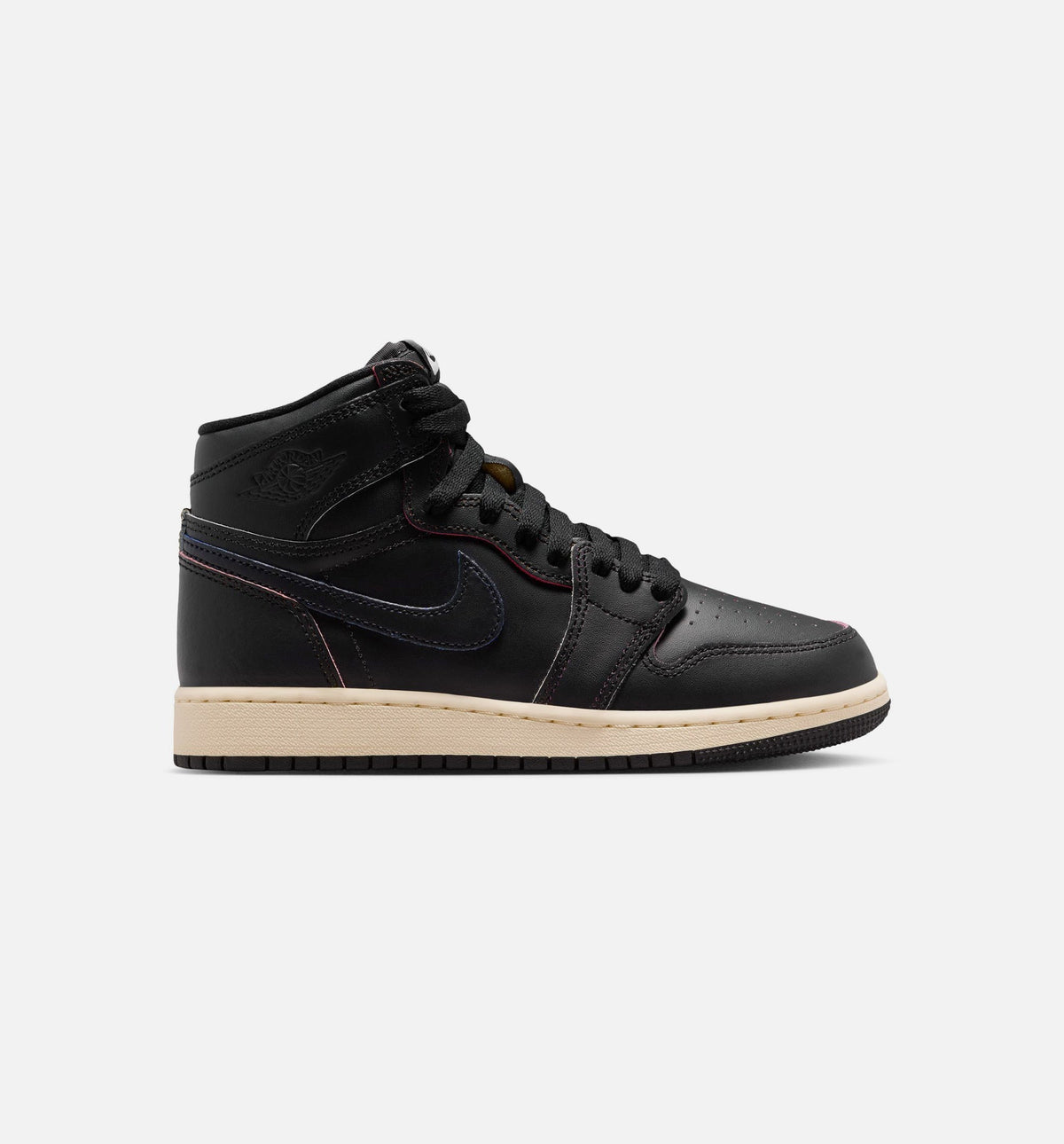 Air Jordan 1 Retro High OG Black and Muslin Grade School Lifestyle Shoes - Black/Muslin