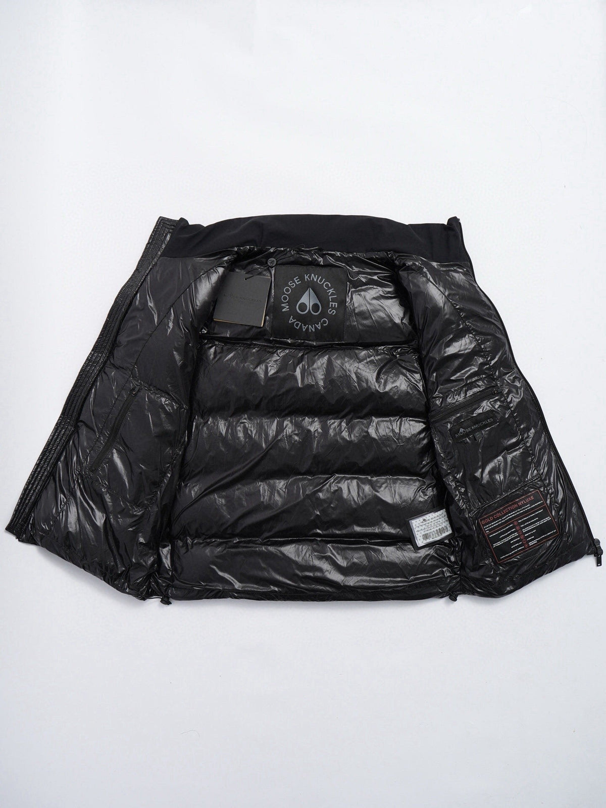 Moose Knuckles Black Stand-Collar Puffer Vest with Chest Logo