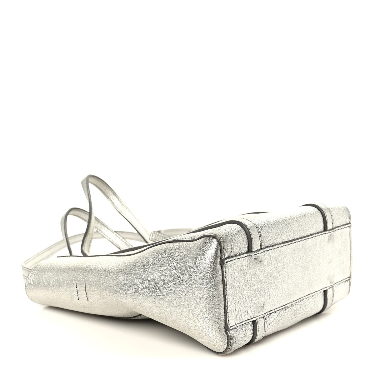 Metallic Goatskin Logo XXS Everyday Tote Argent Black