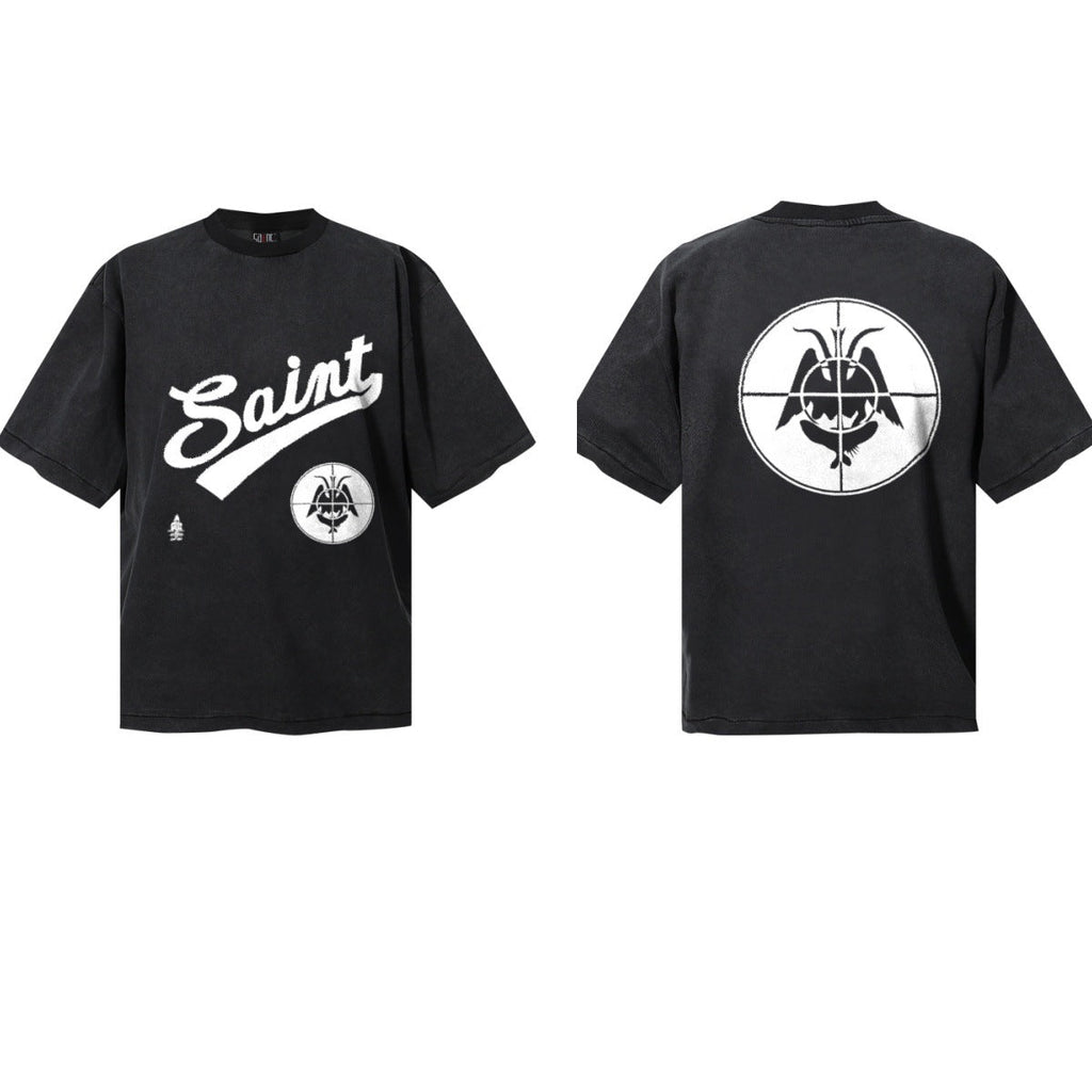 Saint Michael Vintage Washed Graphic Print Loose Streetwear T-Shirt
