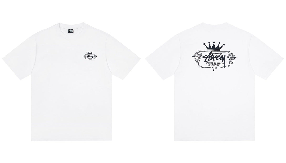Stussy Crown Built To Last Front And Back Graphic Short Sleeve Tee