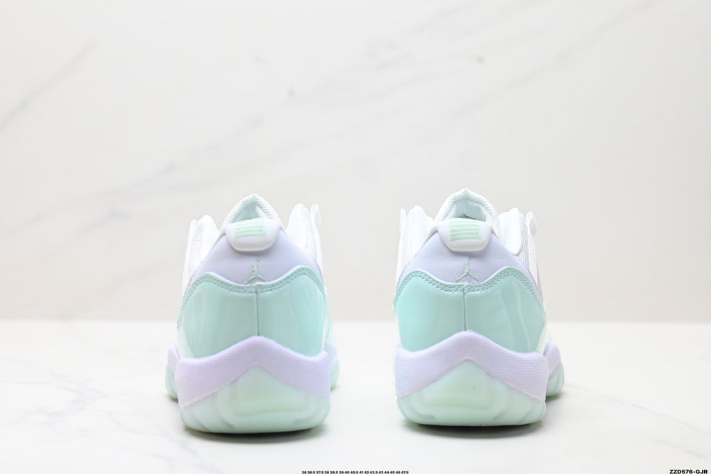 Air Jordan 11 Retro White and Mint Unisex Sneakers Style 09