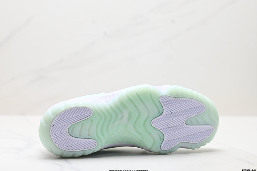 Air Jordan 11 Retro White and Mint Unisex Sneakers Style 09