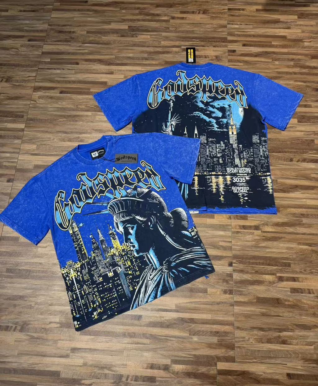 Godspeed Statue of Liberty Skyline Graphic T-Shirt