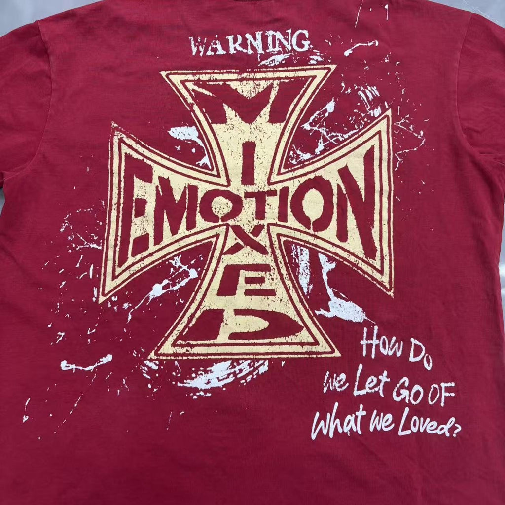 Mixed Emotion Warning Graphic Short-Sleeve T-Shirt
