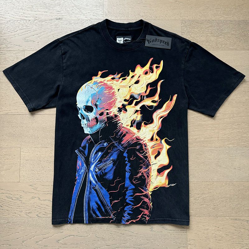 Godspeed Flaming Skull Graphic T-Shirt