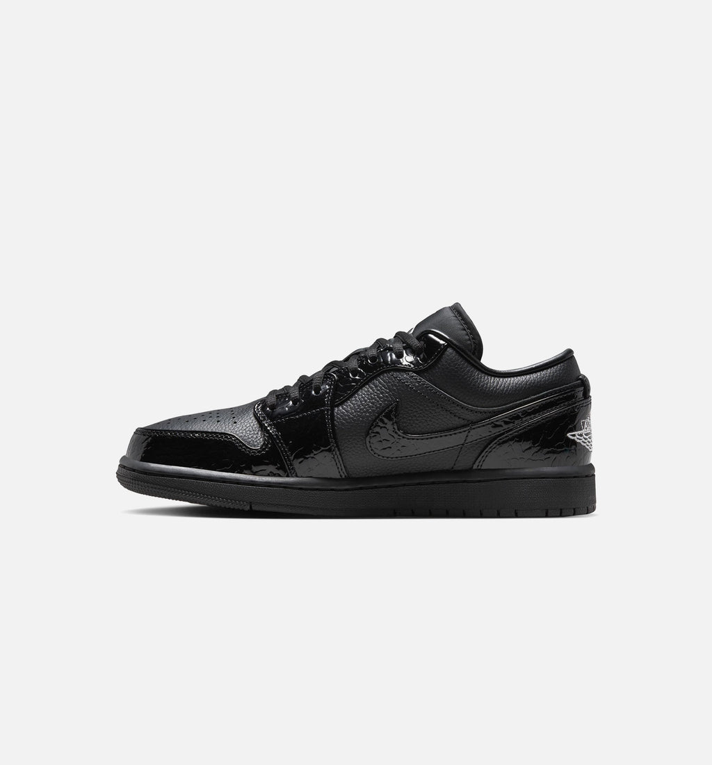 Air Jordan 1 Low Patent Elephant Womens Lifestyle Shoe | Black/White/Metallic Silver