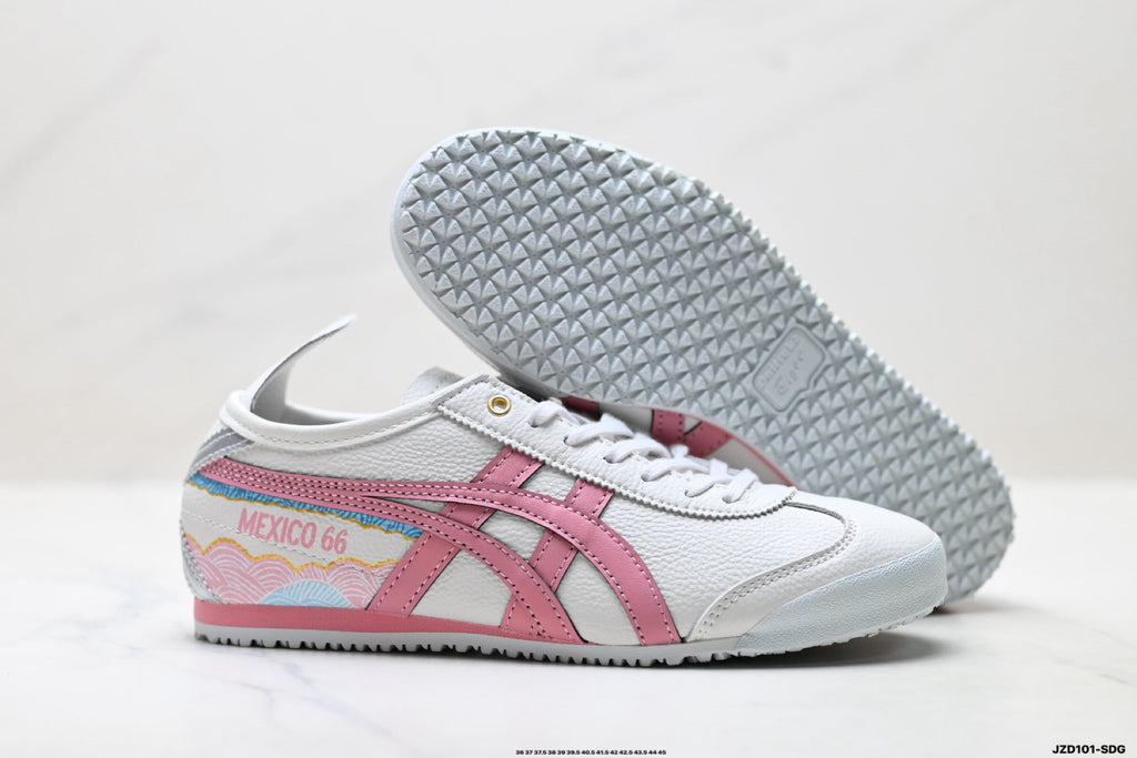 Onitsuka Tiger Retro Low Top White Pink Silver Unisex Shoes Style 02