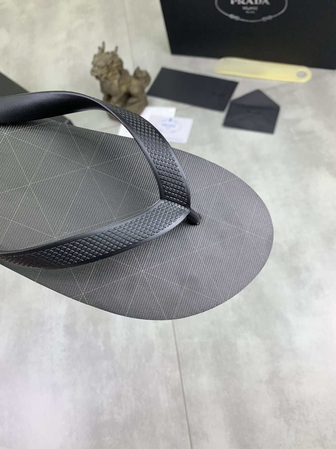 Prada Dark Gray and Black Flip-Flops