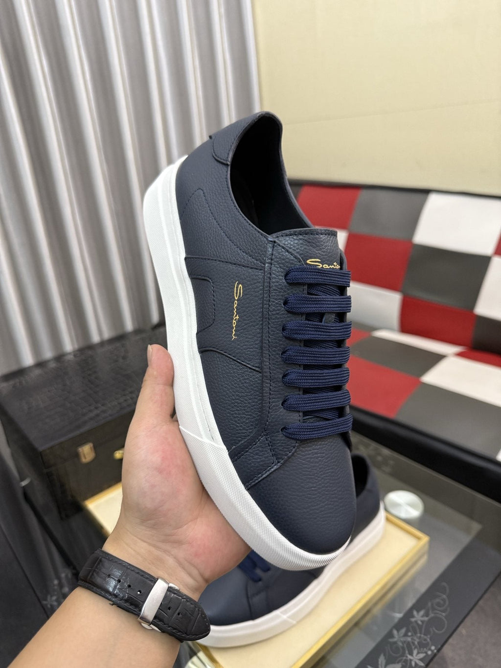 Santoni Men's Textured Low-Top Sneakers