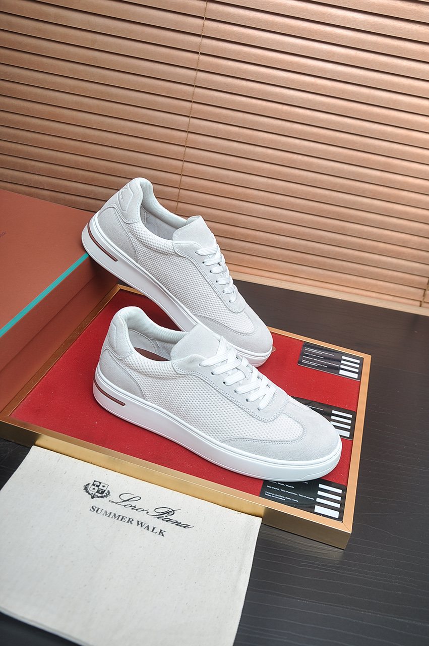 Loro Piana Textured Lace-Up Sneakers
