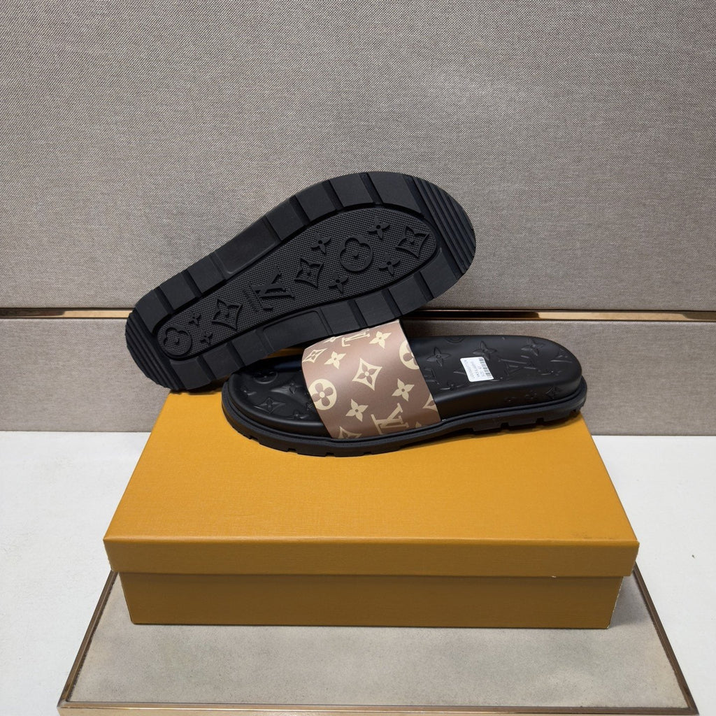 Louis Vuitton Pastel Multicolor Strap Slide Sandals