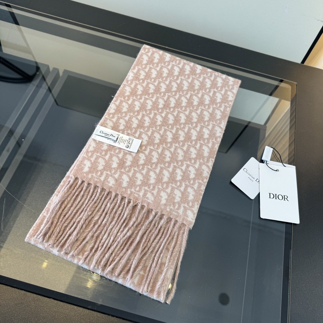 Dior Two-Tone Monogram Fringed Scarf